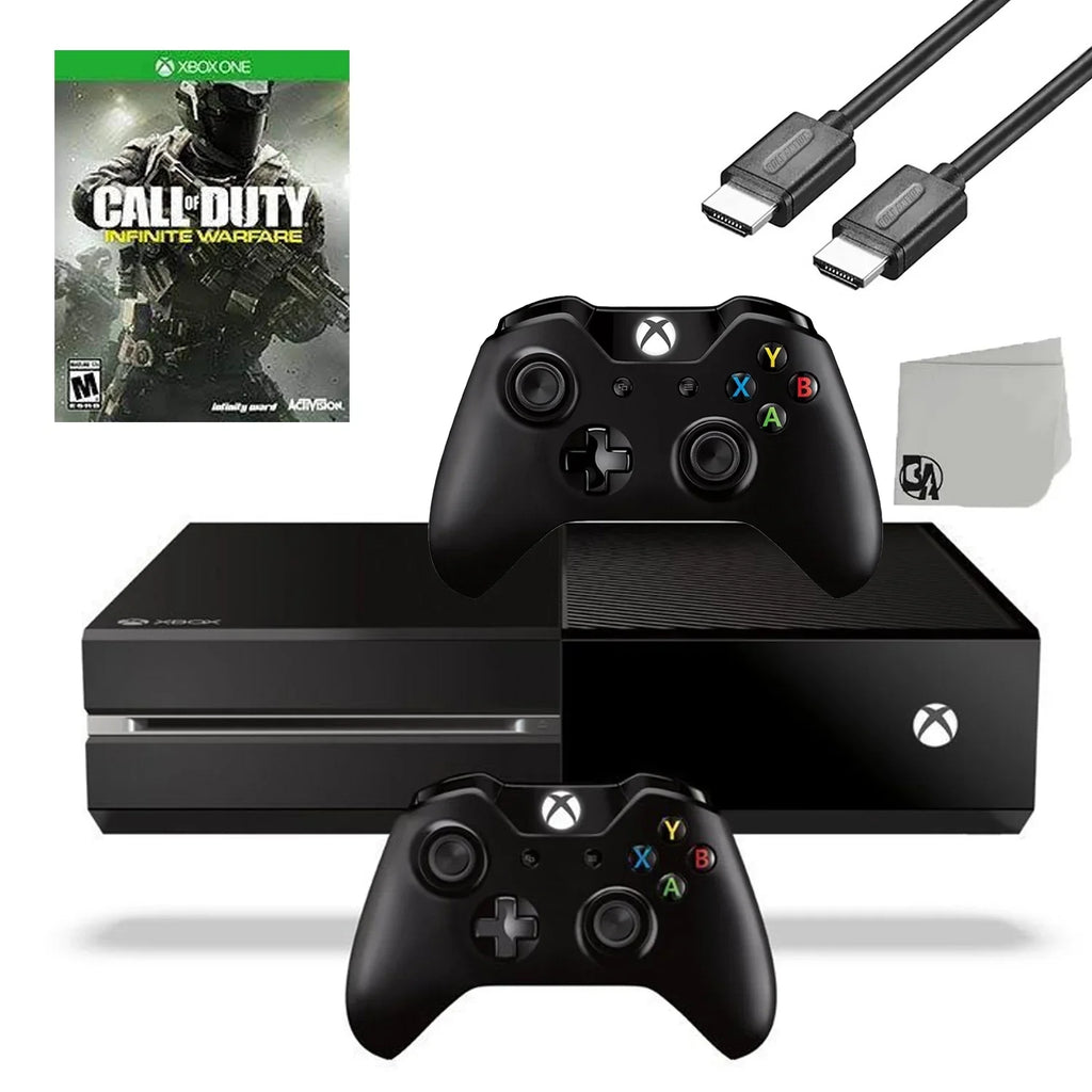 Microsoft Xbox One Original 500GB Gaming Console Dark HDMI Cable 2 Controller Included With Call of Duty Infinite WarFare Game BOLT AXTION Bundle Like New