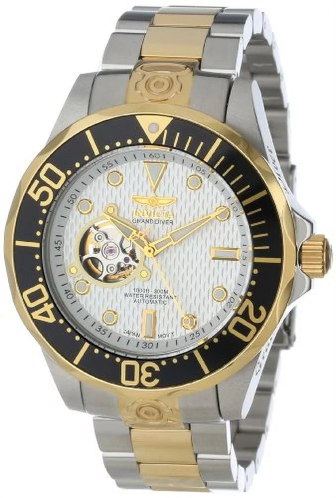 Invicta Individuals 13704 Grand Diver Automatic White Textured Face Two Tone Stainless Steel Watch