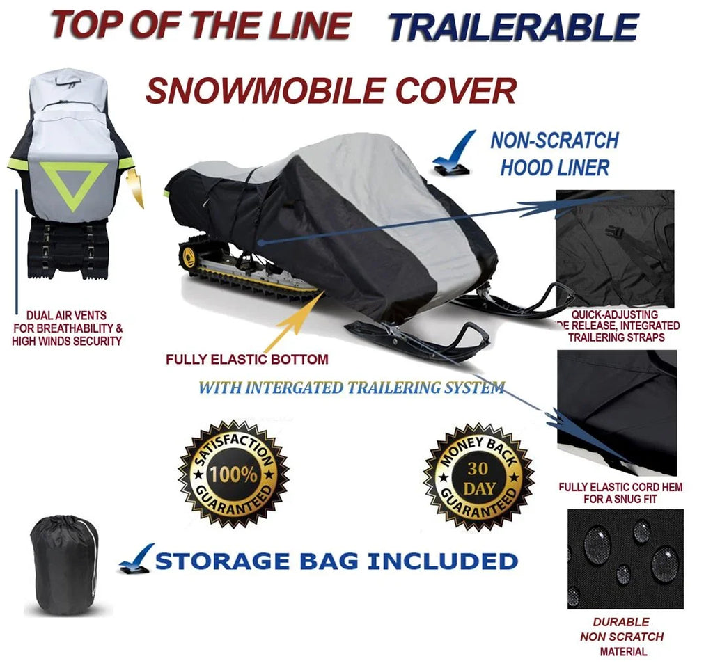 600D Snowmobile Travel and Storage Cover Compatible for 2022-2023 Model Year Ski Doo Renegade X-RS 900 ACE Turbo R Sleds. Slush and Mud Protection