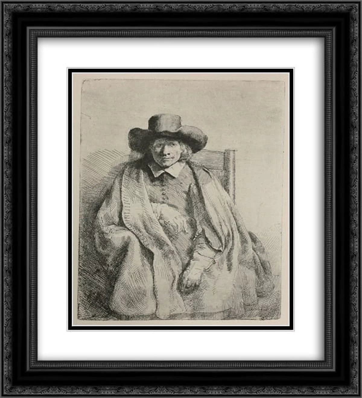 Rembrandt 2x Matted 20x24 Midnight Ornate Framed Art Print 'Portrait of People de Jonge'