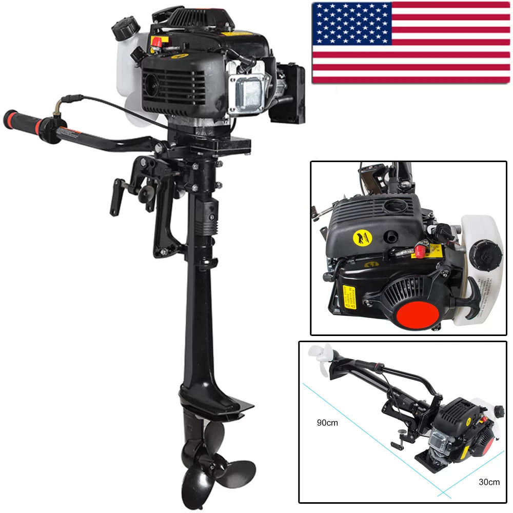 4 Stroke 3.6 HP Outboard Motor 55CC Boat Engine With Air Cooling System