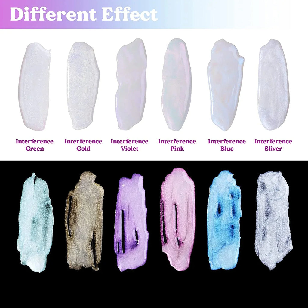 LET'S RESIN Resin Mica Powder, 6 Colors Interference Mica Powder for Epoxy Resin, Spirit Pearl Gentlemen Powder for Resin, Paint, Slime, Art