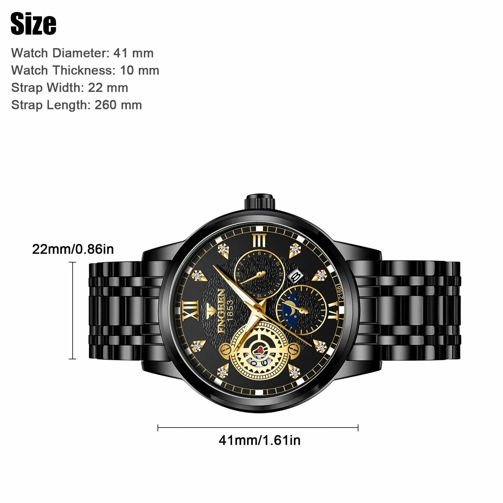 Waterproof People Watch Stainless Steel Crystal Luminous Classic Wristwatch Luxury