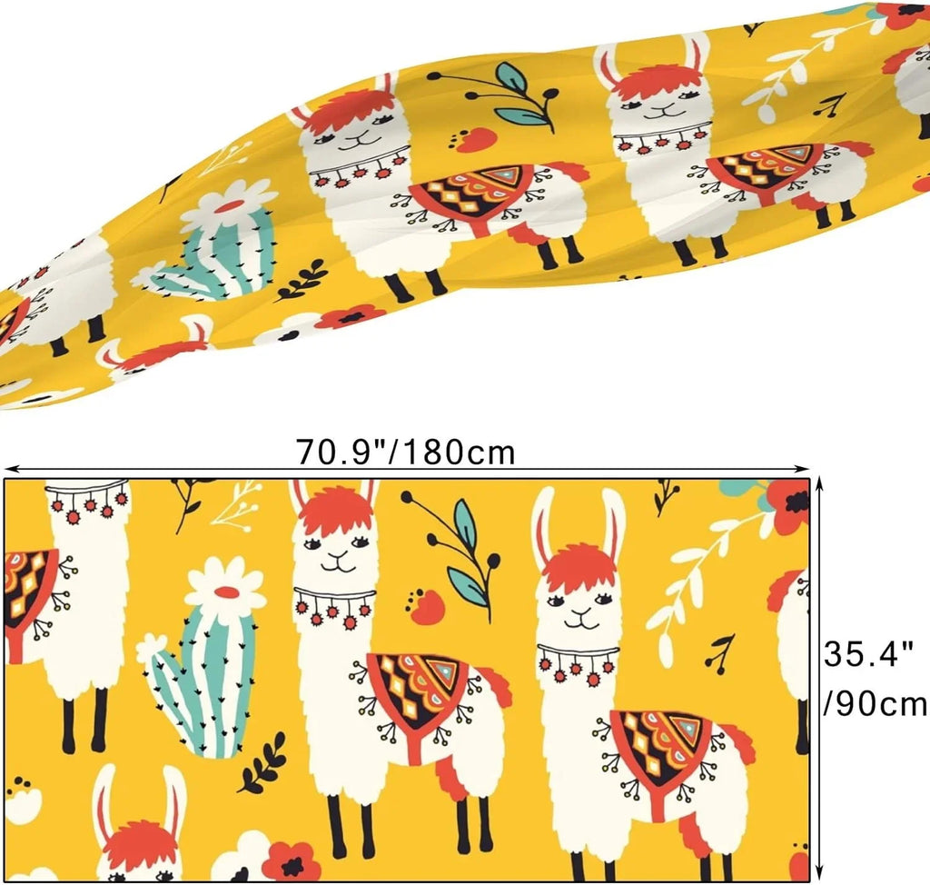 Hyjoy Lovely Llamas Flowers And Cacti Long Silk Neck Scarf Lightweight Shawl Wrap Scarves for Gentlemen Girls