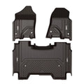 3W Floor Mats for Dodge Ram 2019 2020 (NOT for Storage Under Rear Seat) - Full Set All Weather Ram 1500 Crew Cab Carpet with Non-Toxic TPE 1st & 2nd Row for Bucket Seating, Dark