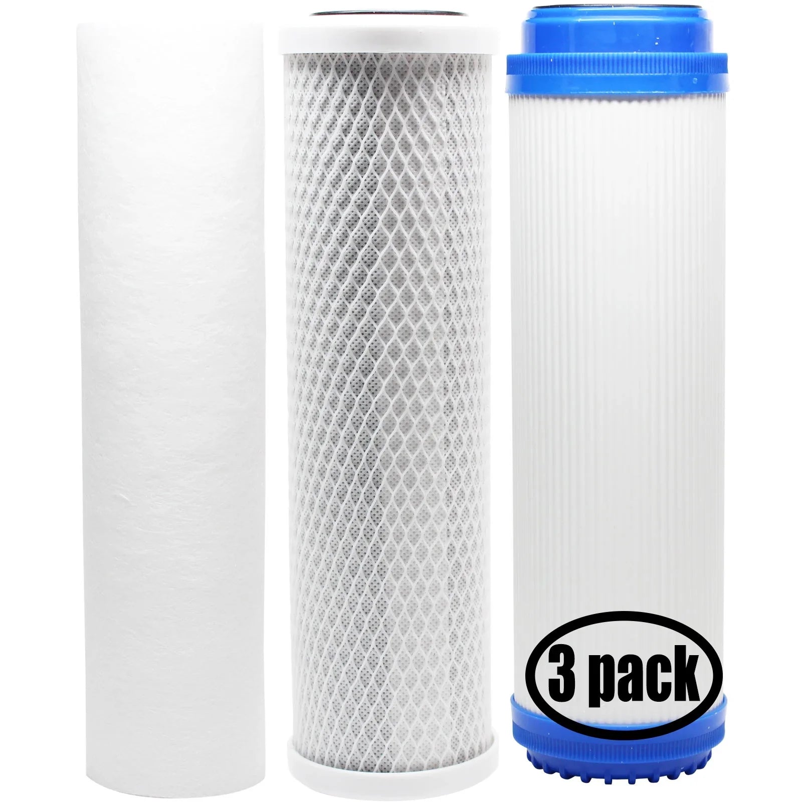 3-Pack Individuals for Filter Kit for Everpure SC10-11 EV979782 RO System - Includes Carbon Block Filter, PP People Filter & GAC Filter - Denali Pure Brand