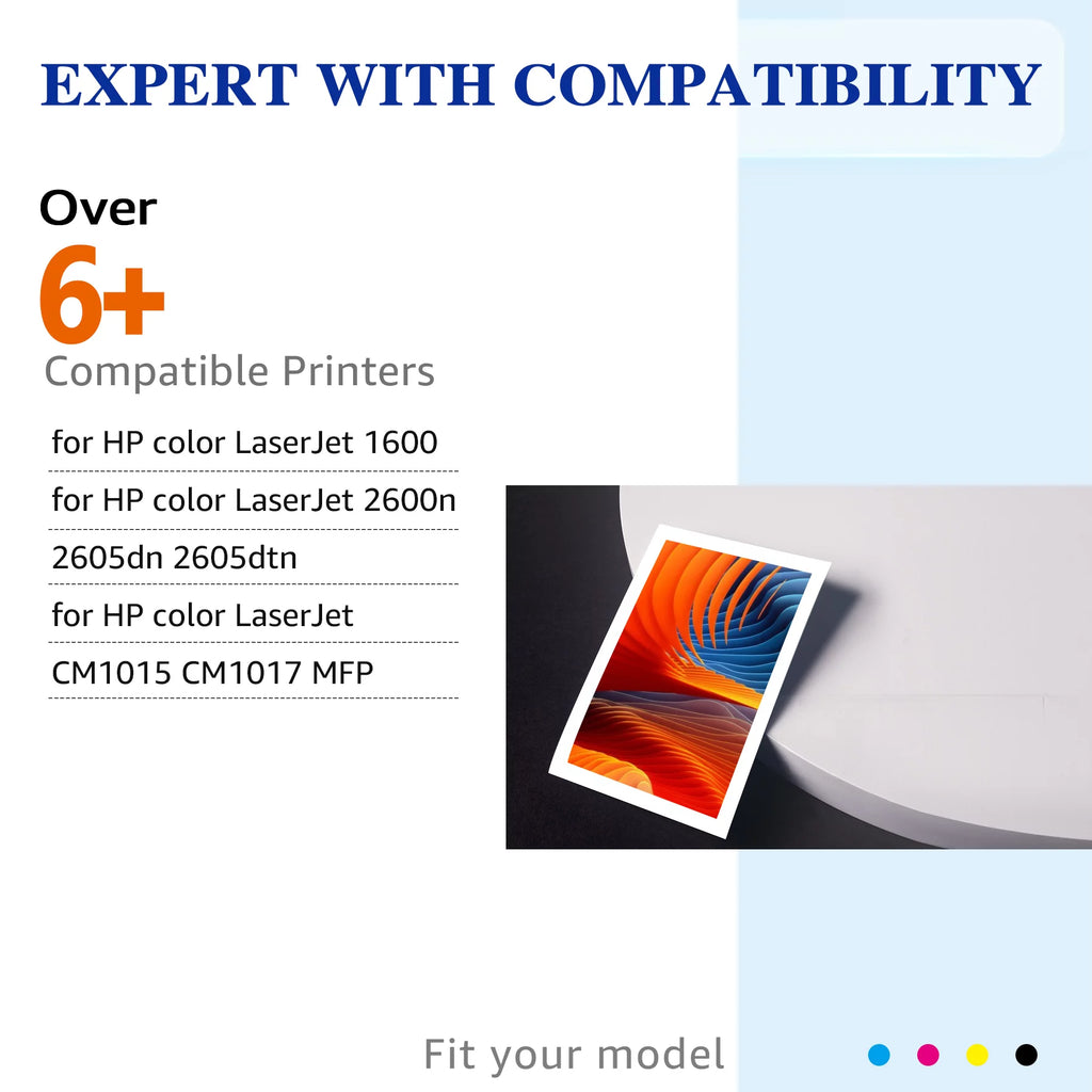 HaloFox Compatible For 4 Pack High Quality Toner Q6000A for HP LaserJet 124A 1600 2600 2600n 2605 2605dtn Printer