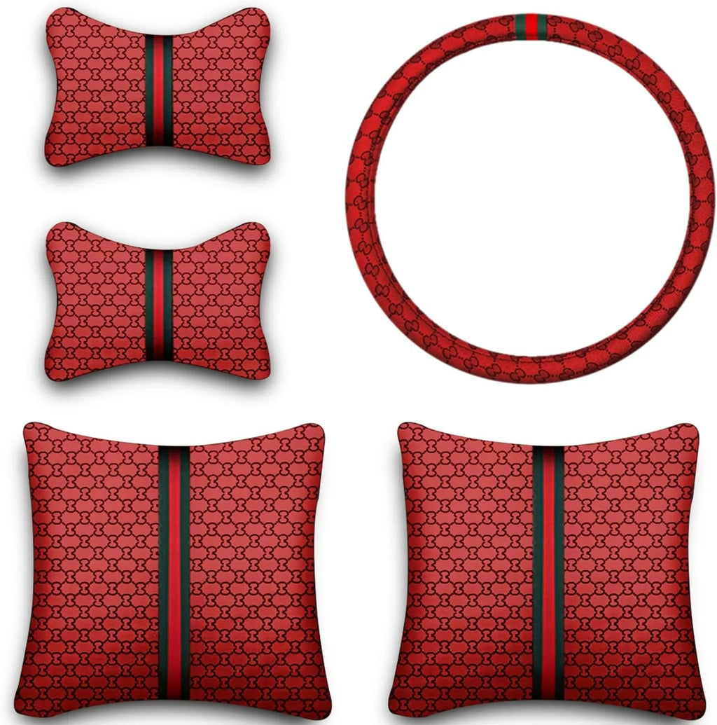 KABUQI Guc ci,same model Termination Luxury Seat Covers Full Set Leather Fit Automotive Seat Covers & Accessories for 5 Seat Cars SUV Pick-up Trucks, Pillows and Steering Wheel Cover Included(Gray)
