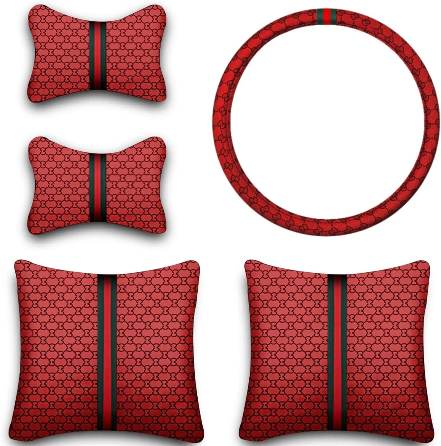 KABUQI Guc ci,same model Termination Luxury Seat Covers Full Set Leather Fit Automotive Seat Covers & Accessories for 5 Seat Cars SUV Pick-up Trucks, Pillows and Steering Wheel Cover Included(Gray)