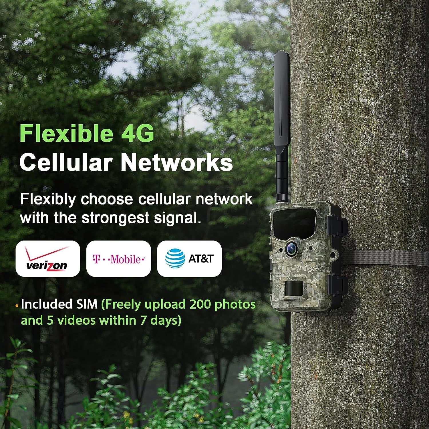 CAMPARK 4G LTE Cellular Trail Camera Final Point Picture Video to Cell Phone - 24MP 1080P Game Hunting Camera with Night Vision Motion Activated Waterproof for Wildlife Monitoring Trail Cam with SD Card