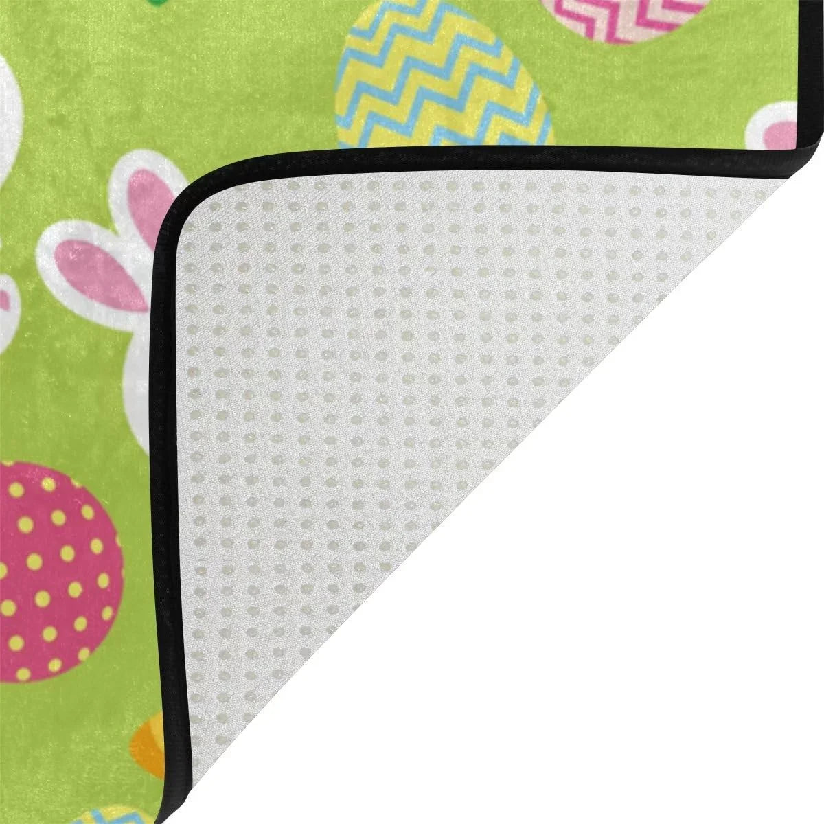 Wellsay Doormat Cute Rabbit Eggs with Carrot On Green Lightweight Non Slip Indoor Outdoor Entryway Rugs Floor Mat for Bathroom Kitchen Entrance 23.6 x 15.7 inches