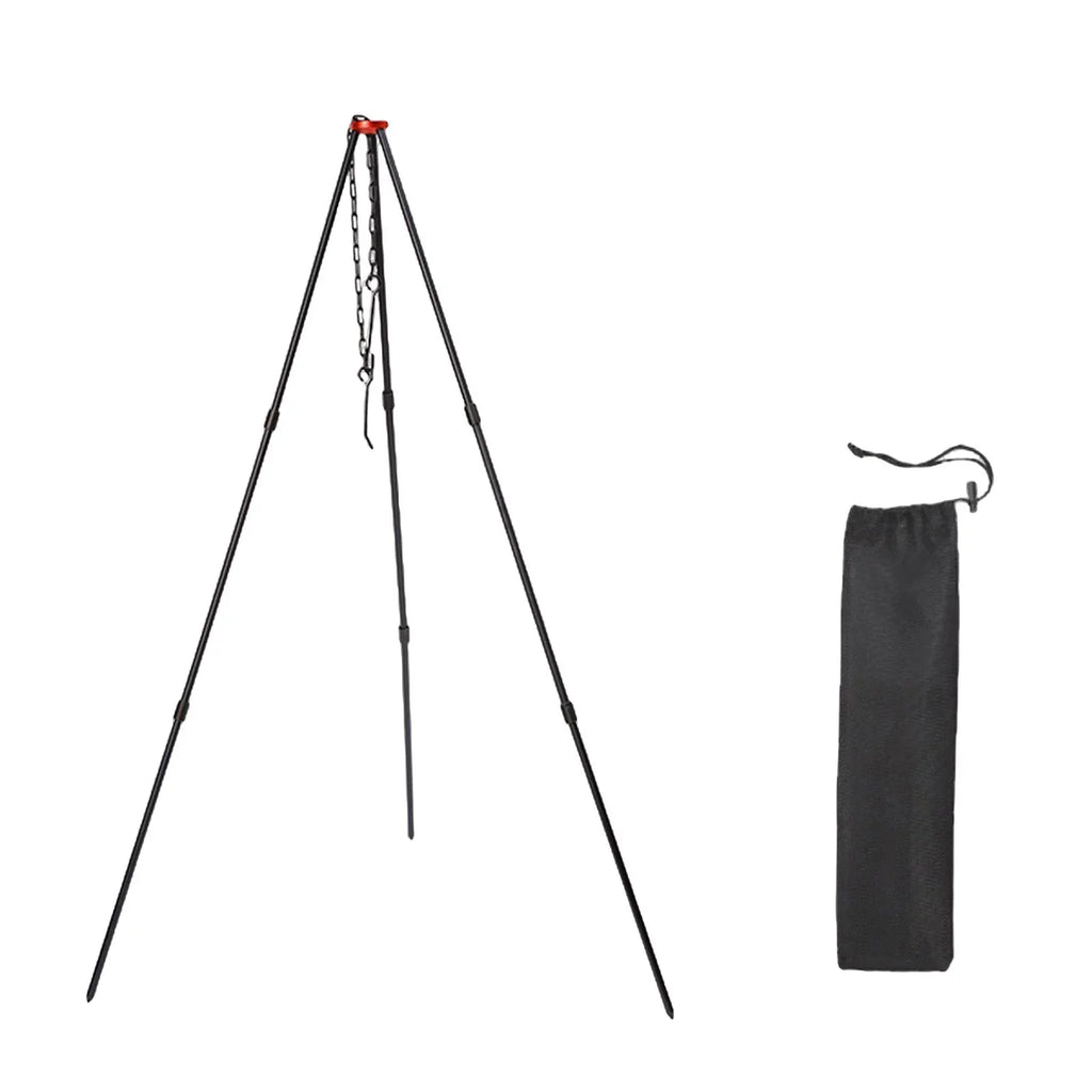 Camping Tripod, Portable Outdoor Cooking Tripod with Adjustable Campfire Picnic ing Pot Grill Stand Aluminum Cookware Accessory , Ebony