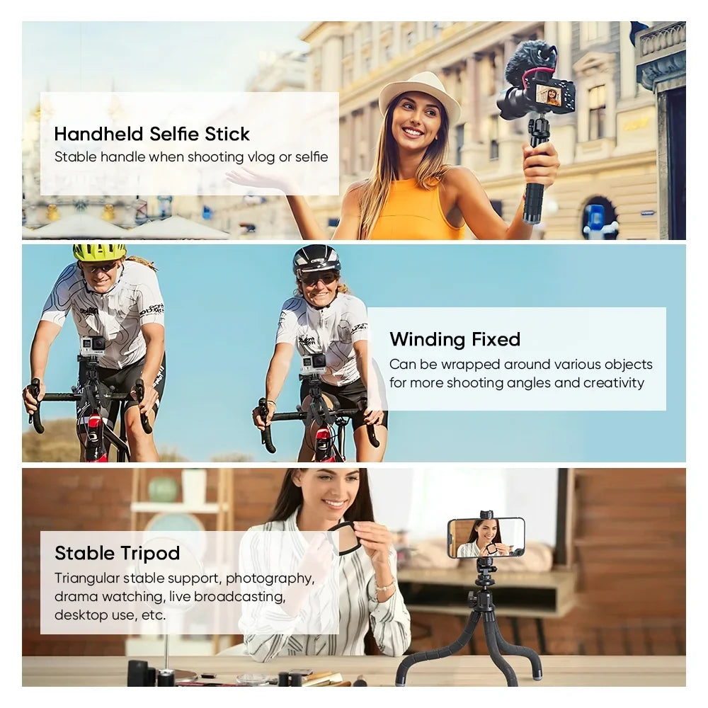 APEXEL Portable Flexible Octopus Tripod Final Point Mini Phone Stand 360 Rotation Shooting for Phone DSLR Gopro Live Streaming