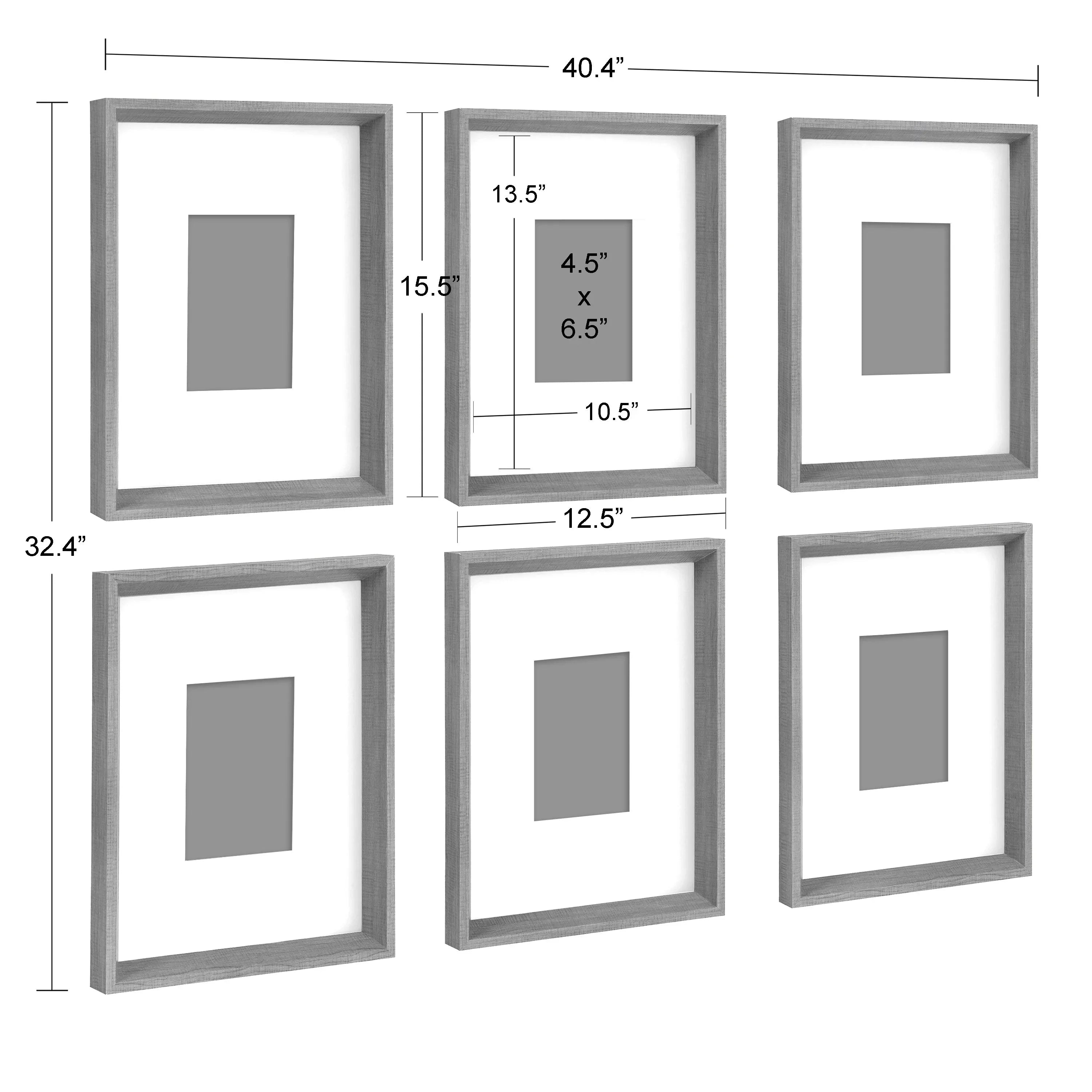Kate and Laurel Calder Modern Framed Abstract Art Prints, Set of 6, Walnut Brown, Mid-Century Wall Decor for Display