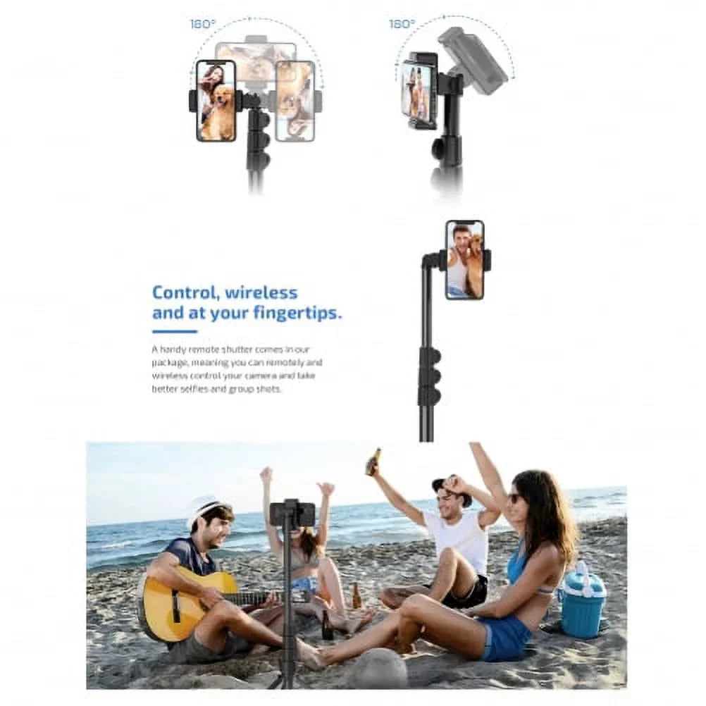 67" Final Point Tripod Stand Wireless Remote Shutter Selfie Stick Q1R for Alcatel Jitterbug Smart 2, REVVL 2 - iPhone XS Max XR X 8 PLUS 7 Plus SE (2020) 6S 13 Pro Max 12 Pro Max 11 Pro Max