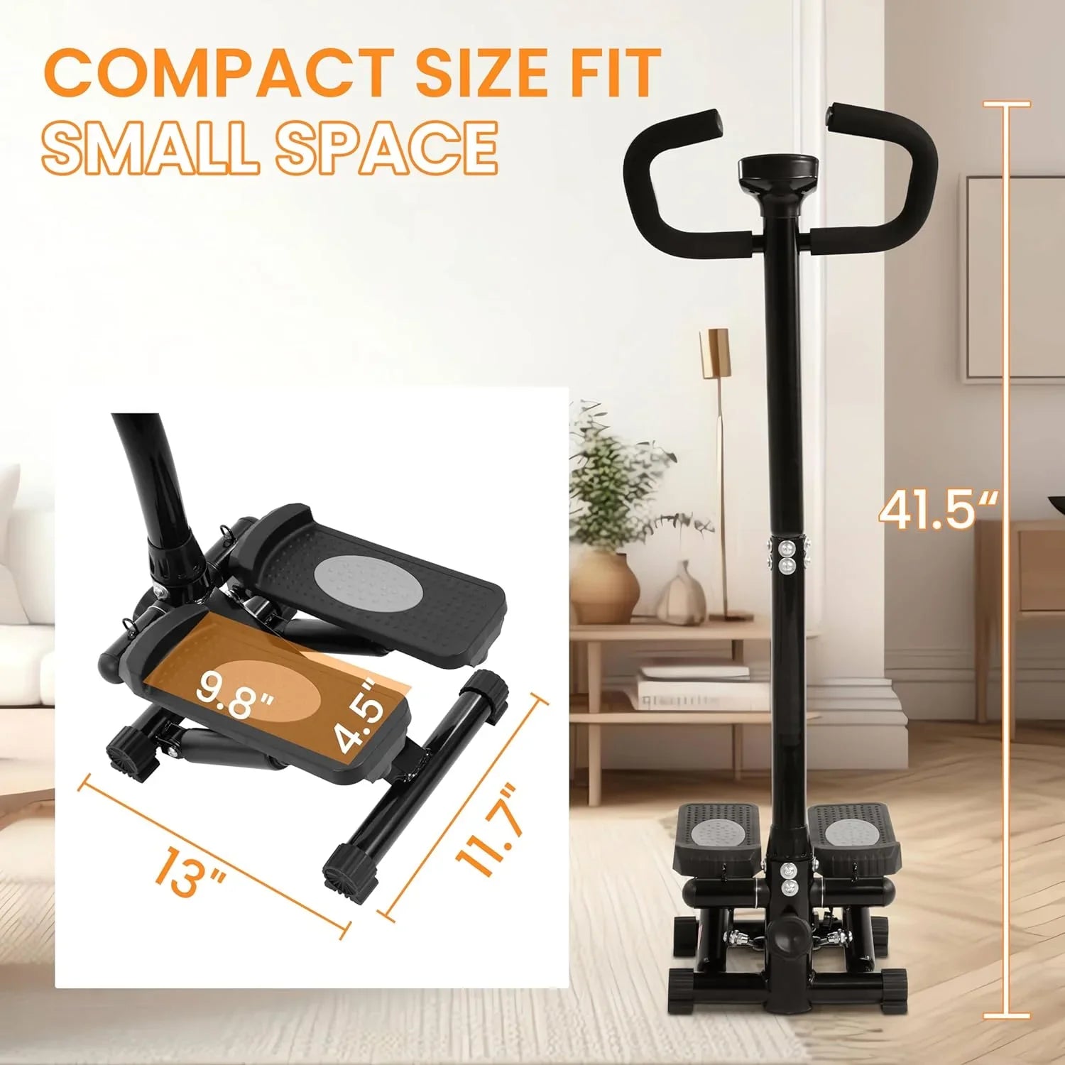 Signature Fitness Adjustable Mini Stepper Stair Stepper Stepping Machine with Resistance Bands, with or Without Handle